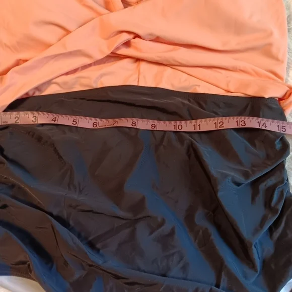 Women's Pink & Black One Piece V-neck Crisscross Tummy Control‎ Bathing Swimsuit - Picture 11 of 13